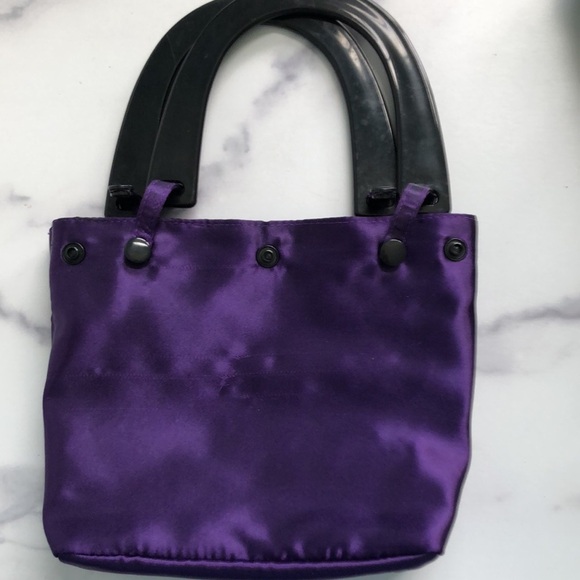 For Your Ease Only Black Satin Rosettes Evening Purse Handbag - Picture 9 of 12